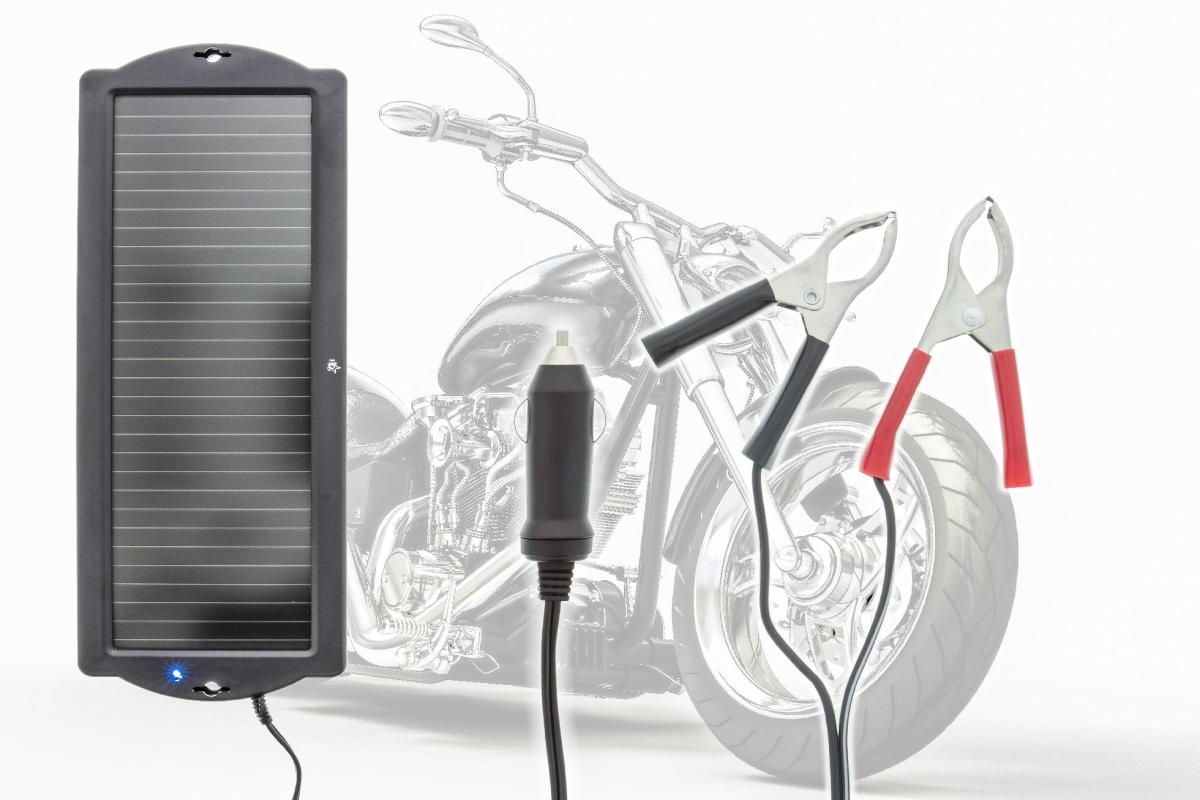 Chargeur solaire pour batterie 12v 1.5w avec pinces batterie / prise allume-cigare