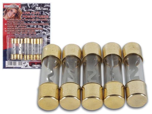 Blister de 5 x fusibles rapides auto dore 10.35x 38mm forte puissance : 40a
