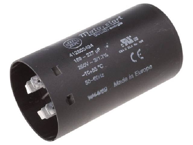 Condensateur demarrage moteur a cosses 200uf 250v 45.5x84mm + filetage m8