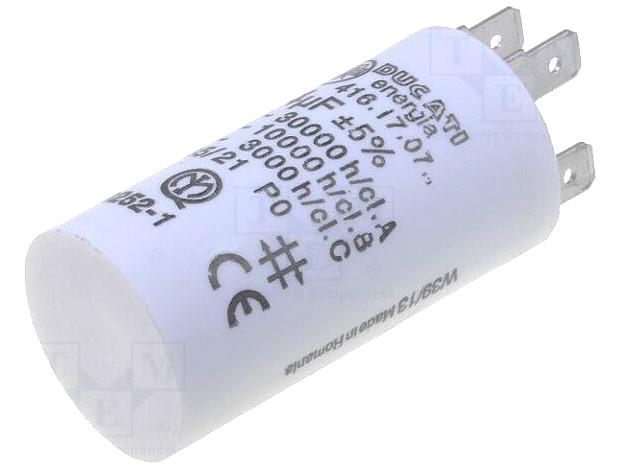 Condensateur permanent pour moteur electriques, pompes, ventilateurs, a cosses 4uf 475vac 28x55mm
