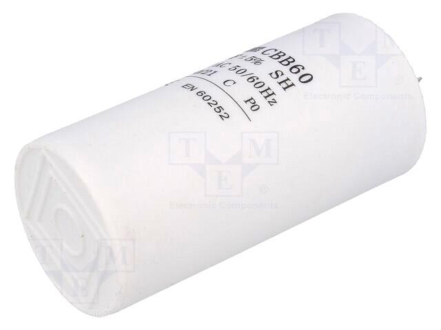 Condensateur permanent pour moteur electriques, pompes, ventilateurs, a cosses 50uf 450v 50x106mm