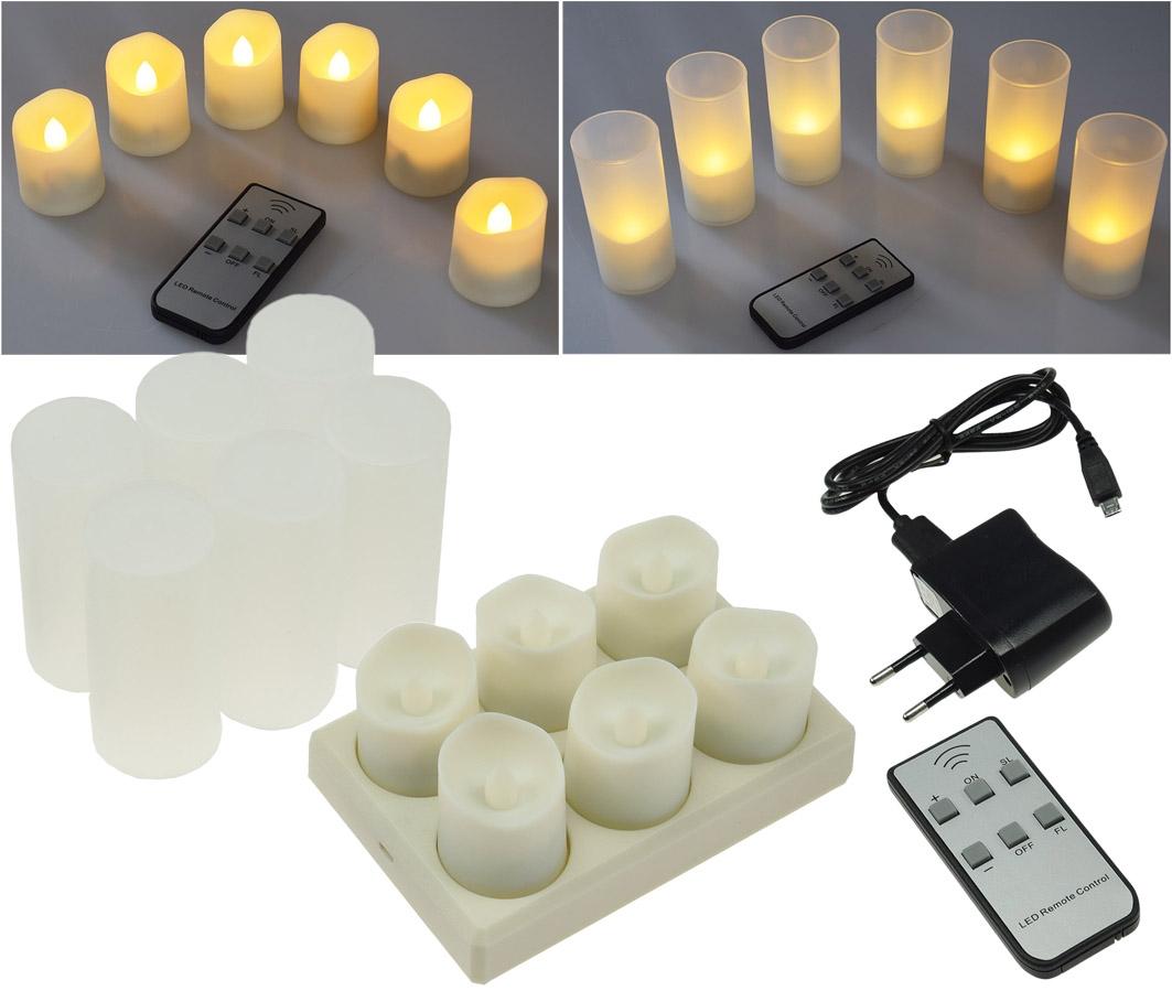 E44-Bougies led avec télécommande ir - lot de 6 - bornes de recharge + bloc  d'alimentation - blanc chaud à 39,90 €