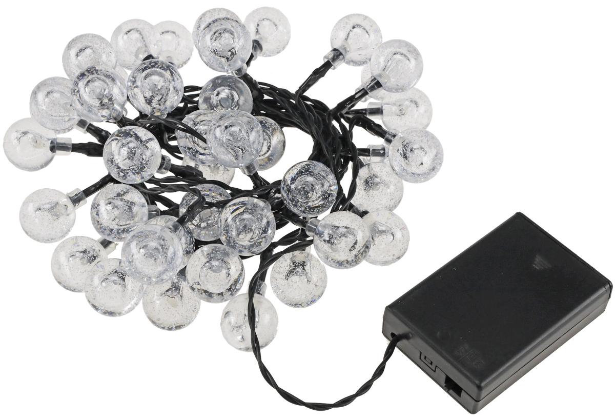 Guirlande à led 40 boules 23mm Ø - l=3m - blanc chaud - à piles (3xaa)