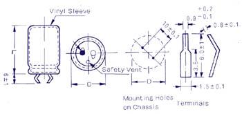 Condensateur chimique radial 10000uf 50v 105°c 35x40mm snap-in