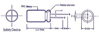 Condensateur chimique radial 22uf 350v 12.5x25mm 105°