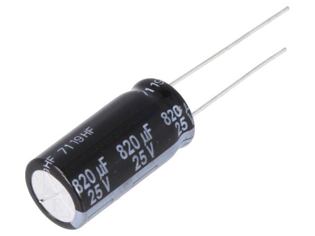 Condensateur chimique radial 820uf 25v 10x20mm 105°c panasonic