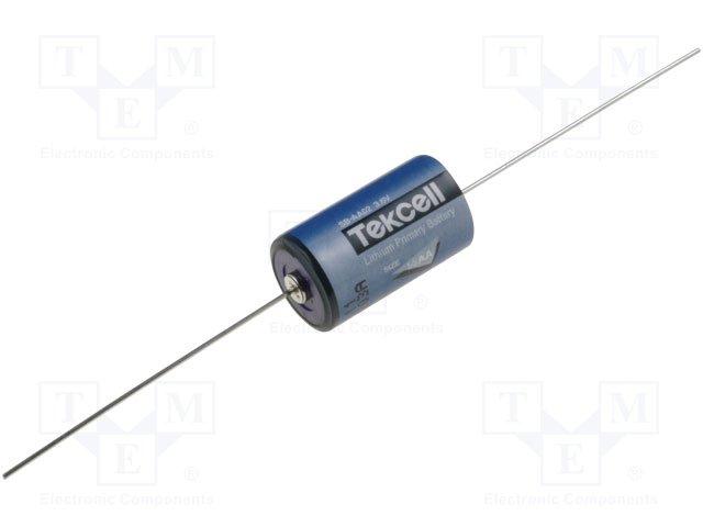 Pile lithium 3.6v 1100ma 1/2r06 (14.3x 25mm) à sorties axiales pour ci