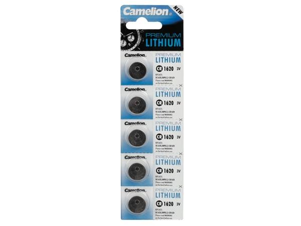 Pile bouton lithium 3.0v 60ma (16 x 2.00mm) cr1620  (5pcs/bl)