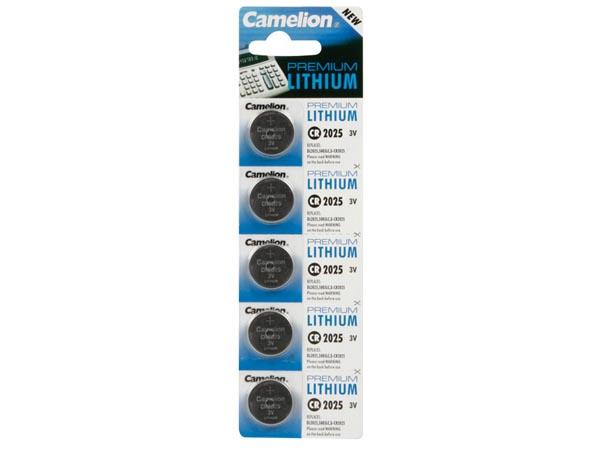 Pile bouton lithium 3.0v 150ma (20 x 2.5mm ) cr2025  (5pcs/bl) 0% mercure