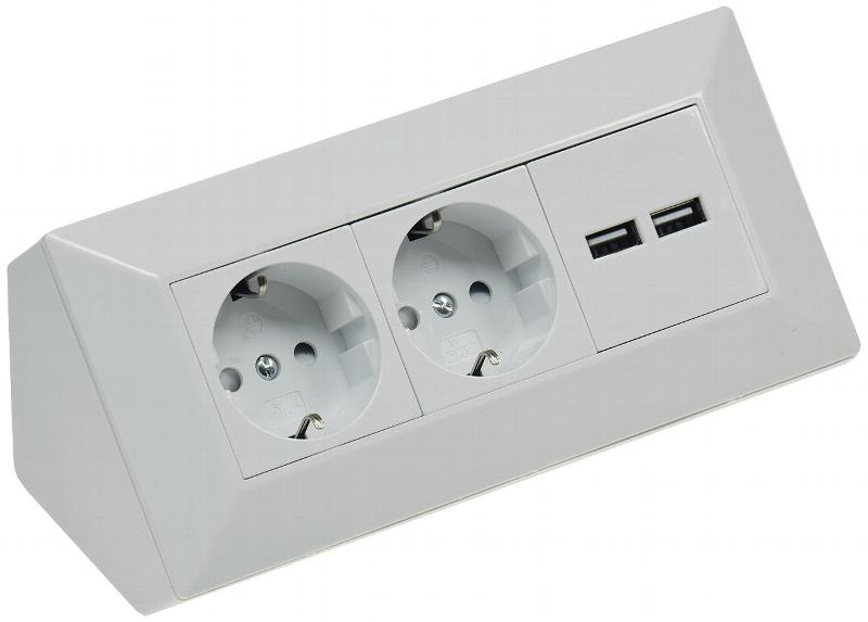 LINK lkmpt02 multiprise de Table à Disparition avec 2 Prises 16 A Femelle  ita/schuko, 1 RJ45, 1 RJ11, 2 USB