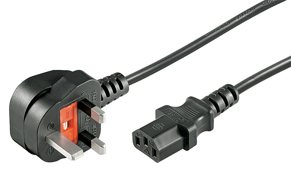 Cordon secteur fiche uk / fiche iec femelle l= 1.80m