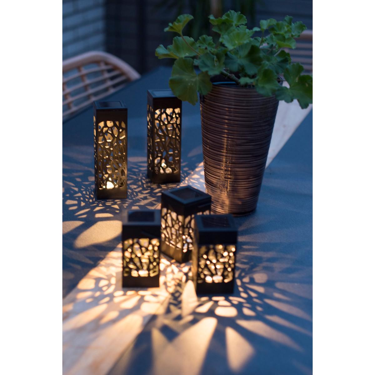 Lanterne solaire led - blanc chaud - 6x11cm - avec batterie interne - lot de 3