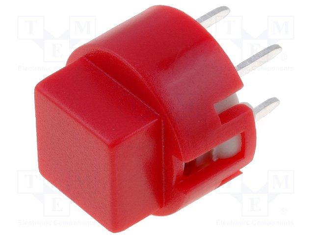 Inter poussoir carre off- (on) pour ci  0.01a / 35vdc 12x12mm h=11mm rouge