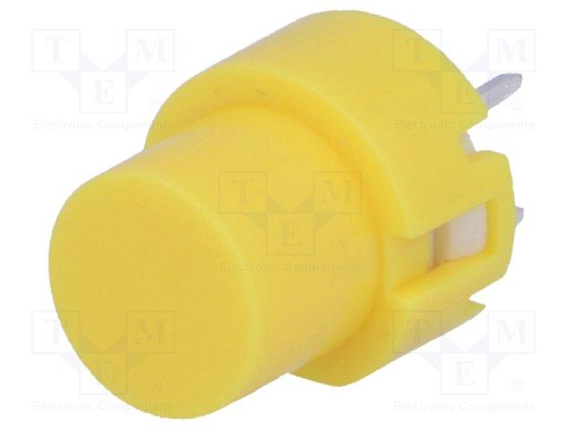 Inter poussoir rond off- (on) pour ci  0.01a / 35vdc d=12mm  jaune