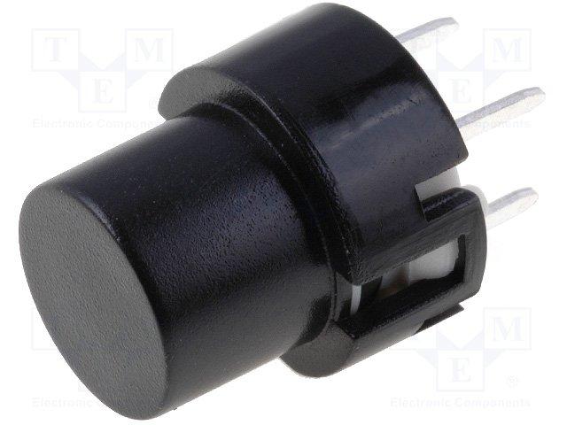 Inter poussoir rond off- (on) pour ci  0.01a / 35vdc d=12mm  noir