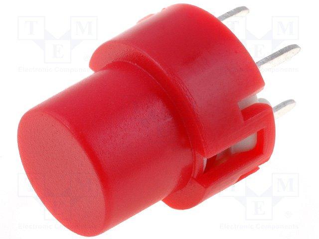 Inter poussoir rond off- (on) pour ci  0.01a / 35vdc d=12mm  rouge