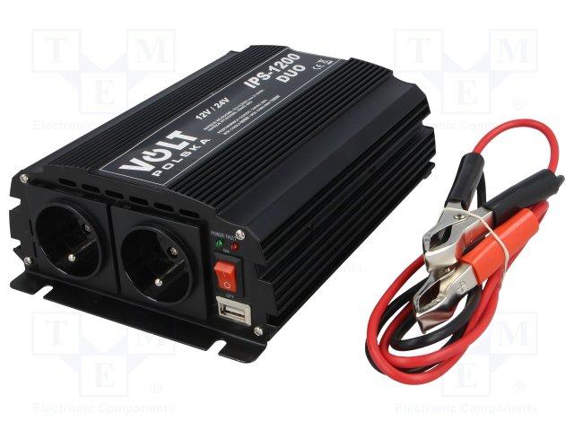 Convertisseur 12-24vdc /230vac 600 watts  (sinusoïde modifiée) + sortie usb