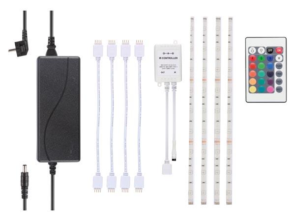 Kit ruban led rgb - 4 x 30 cm - + telecommande + alim + controleur ip 66