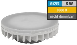Lampe a led gx53 8w ( equivalent 48w ) 800 lumens 3000k blanc chaud 120° 75x25mm 230v