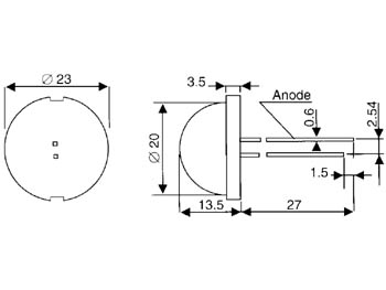 Led geante rouge diffusante 20mm