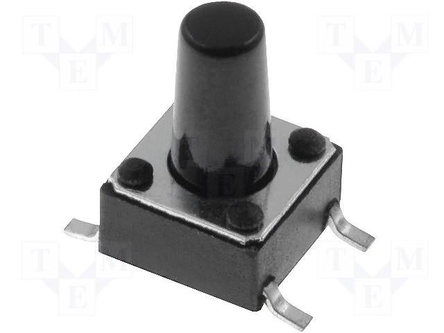 Inter a poussoir pour ci cms off-(on) 6x6mm h= 9.5mm  0.05a / 12vdc