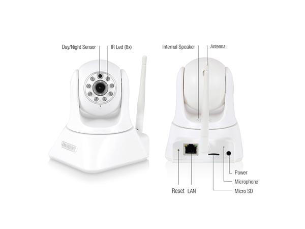 Caméra ip full hd 1080 p pan/tilt - wifi - avec application - blanc