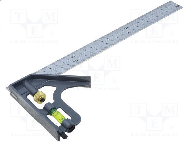 Equerre de montage angle 45° , 90°  , base avec niveau à bulle, traceur et vis de réglage l=300mm