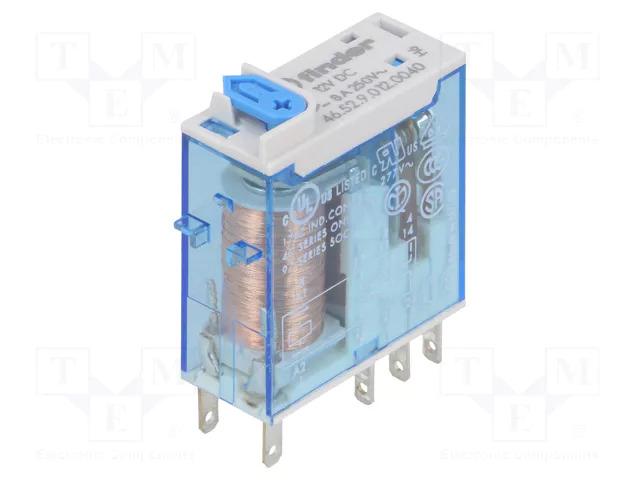 Relais industriel 12v 2rt 8a 300 ohms  bouton test et indicateur mecanique finder