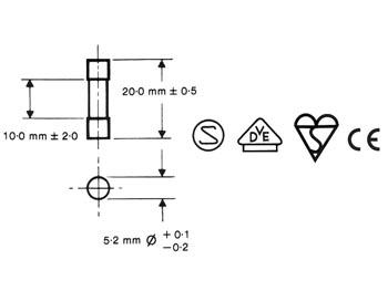 Fusible 5 x 20mm retarde 0.05a (10pcs/boite)