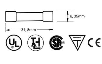 Fusible 6.35 x 32mm retarde 0.05a (10pcs/boite) es