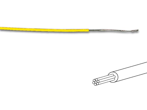 Fil de cablage - jaune - multibrin ( 7 x 0.2mm ) 0.25mm2 d=1.4mm l=100m