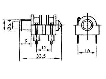 Blister de 2 x fiche jack 6.35mm femelle chassis mono pour ci