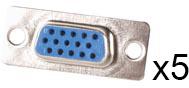 Blister de 5 x fiches sub-d 15 broches femelle haute densité