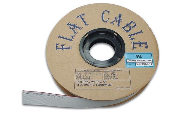 Câble en nappe 16 conducteurs de 0.08mm2 pas 1.27mm l=30m gris