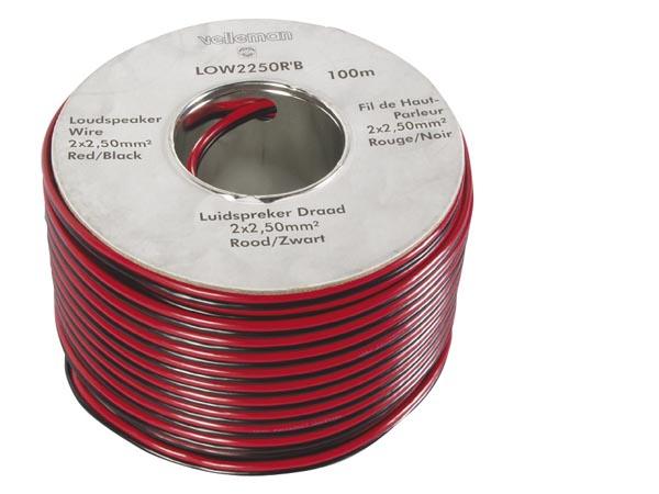 Câble haut-parleur - rouge/noir - 2 x 2.50mma² - 100 m