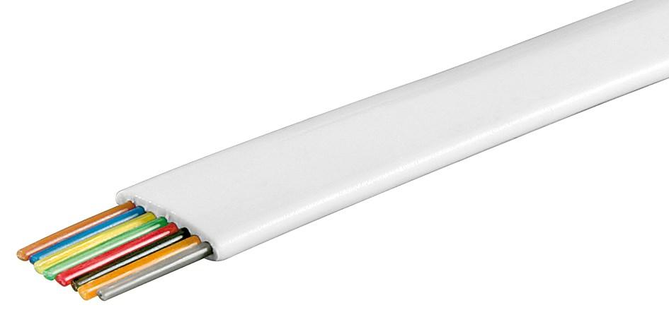 E44-Cable telephone plat 8 conducteurs couleur blanc l=1m à 0,50 € (Câbles  téléphoniques)