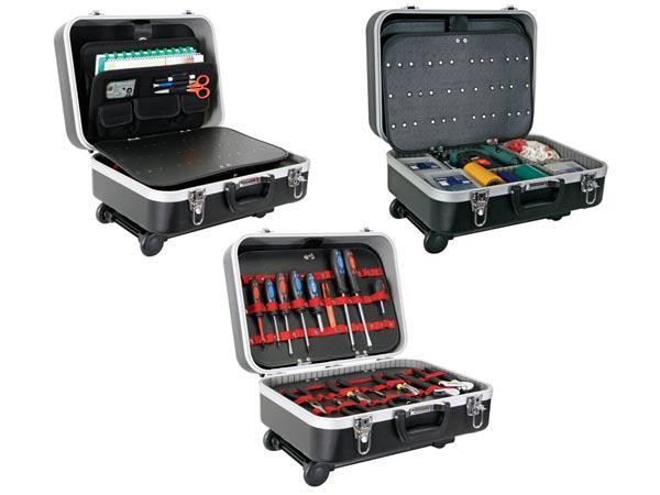 Valise abs pour outillage 455 x 335 x 190mm 455 x 335 x 190mm , fonction trolley: avec roulettes et poignée télescopique