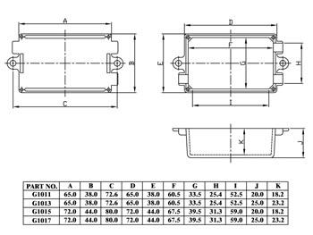 Coffret a fentes d'aeration - noir 65 x 38 x 25mm