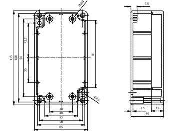 Coffret etanche ip65 en polycarbonate - gris clair 115 x 65 x 40mm