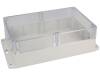 Coffret etanche ip65 en polycarbonate - gris clair avec ouvercle transparent + fixation 222 x 146 x 75mm