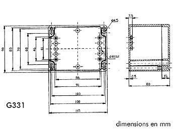 Coffret étanche en abs -ip65- gris foncé 115 x 90 x 80mm