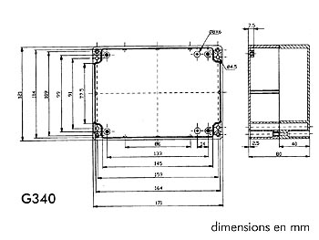 Coffret étanche en abs -ip65- gris foncé 171 x 121 x 80mm