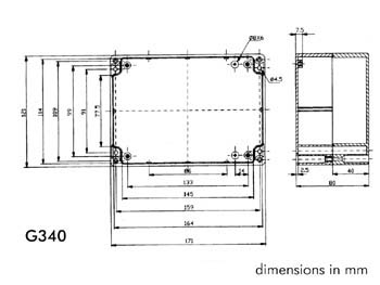 Coffret étanche en abs -ip65- gris foncé 171 x 121 x 80mm