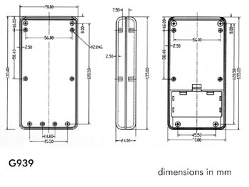 Coffret type telecommande - 135 x 70 x 24mm