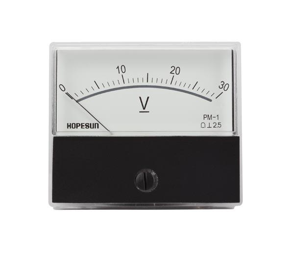 E44-Voltmètre analogique de tableau 30vcc / 70 x 60mm classe 2.5 à 10,90 €  (70x60mm classe 2.5)