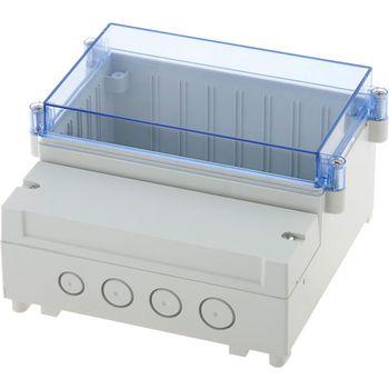 Boitier abs pour rail din gris + transparent 161 x 166 x 93mm