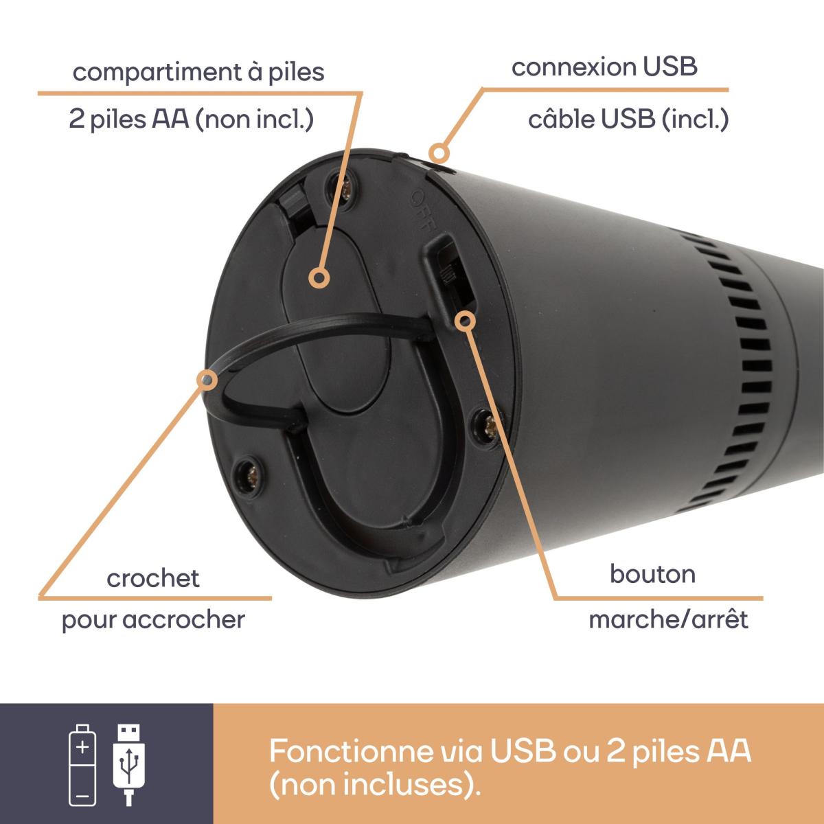 Chasse insecte de table / pales électrique / hélices avec bandes réfléchissantes / 35 m²