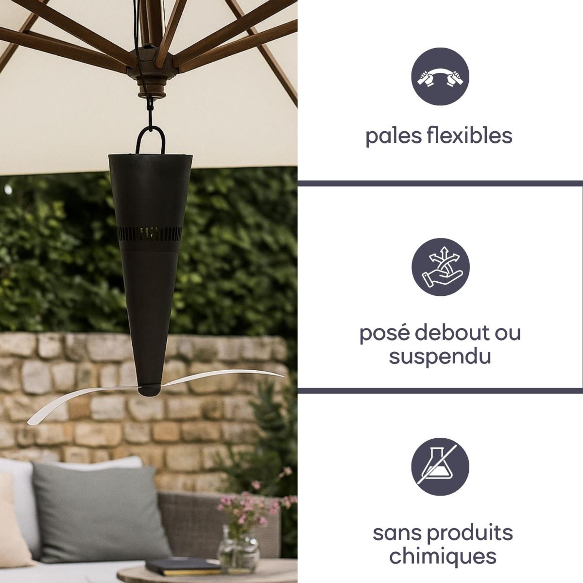 Chasse insecte de table / pales électrique / hélices avec bandes réfléchissantes / 35 m²