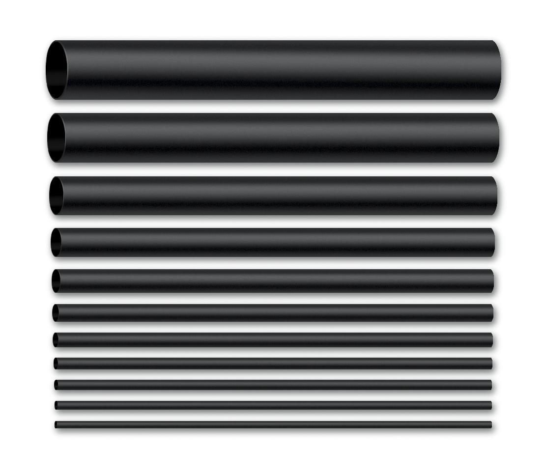 Gaine thermorétractable noire Ø6.4mm coef. de rétractation 3:1 avec colle l=1m