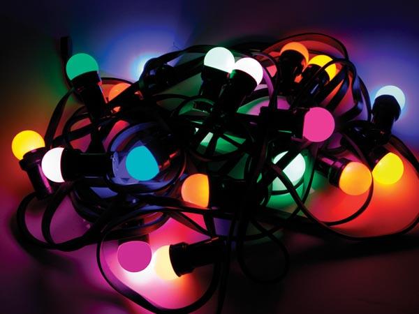 Guirlande 20 lampes à leds couleurs l=11m usage intérieur/extérieur